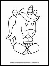 Unicorn Coloring Pages Ice Cream Eating Printables Cone Color Galore Fun sketch template