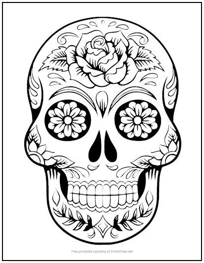 day   dead skull coloring page print