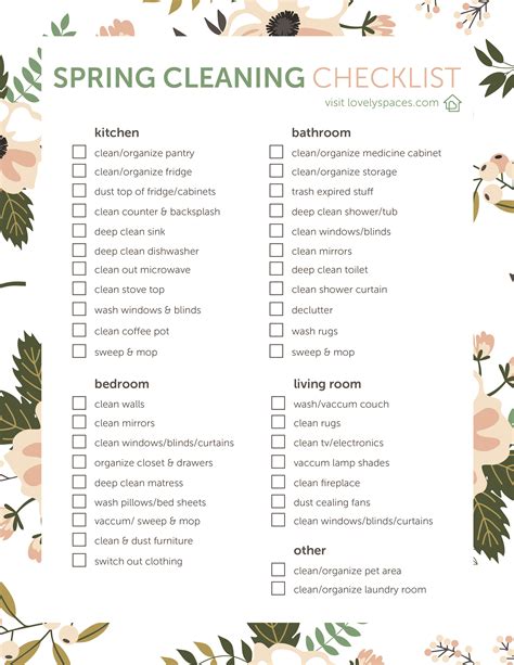 printable spring cleaning check list kizaadvisor