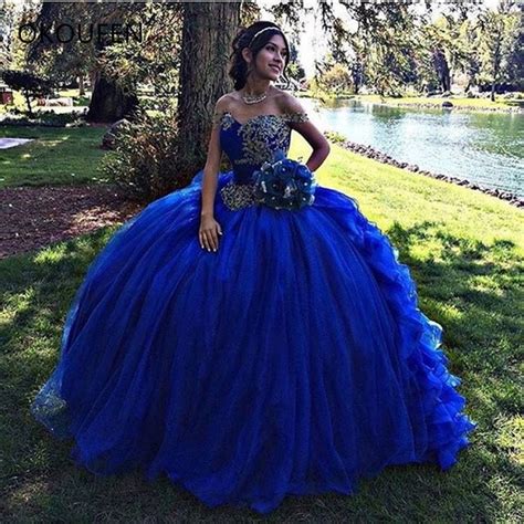 Ball Gown Royal Blue Quinceanera Dresses 2019 Ruffles Skirt Vestidos De