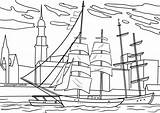 Ausmalbilder Schiffe Segelschiff Malvorlagen Boote Ausmalen Hafen Kostenlos sketch template
