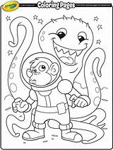 Coloring Alien Space Astronaut Crayola Monkey Pages Printable Sheets Kids Spaceman Colouring Astronauts Sketch Printables Monday Toddler Print Choose Board sketch template
