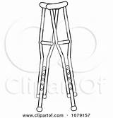 Crutches Outlined Pair sketch template