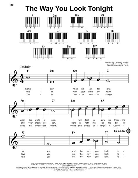 The Way You Look Tonight Sheet Music Jerome Kern Super Easy Piano