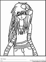 Coloring Pages Emo Kitty Hello Awesome Hard Girl Top sketch template