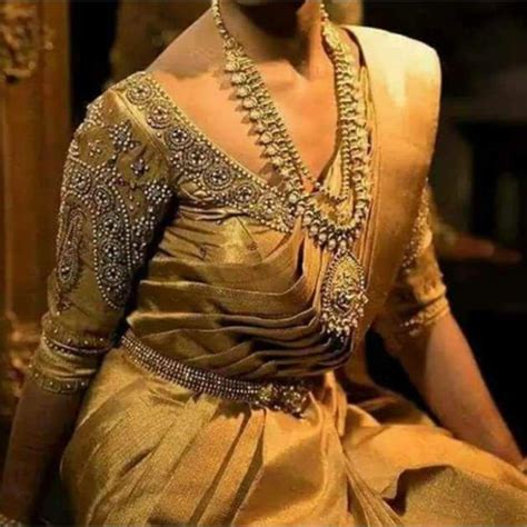uppada gold handwoven full tissue saree golden blouse designs gold