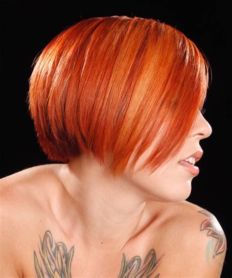 Short Straight Alternative Hairstyle Bright Red Hair Color