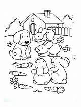 Dog Friends Rabbit Coloring Animals Kids Pages Color Animal Print sketch template