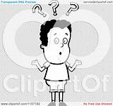 Confused Shrugging Boy Cartoon Clipart Marks Question Under Transparent Background Outlined Coloring Vector Thoman Cory sketch template