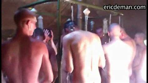 eastern european soldiers showering at eric deman gaydemon