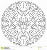 Circular Geometric Mandala Ornament Outline Coloring Round Book Preview Greek Circle sketch template