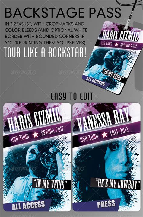 cool backstage pass template version  graphicriver