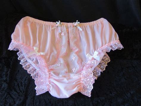 pink nylon feminine sissy panties full bum pink tulle