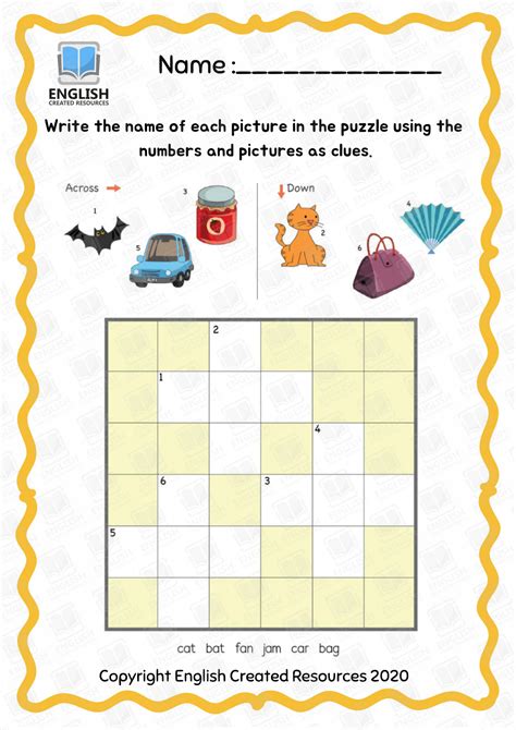 kindergarten crossword puzzle