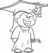Graduation Coloring Girl Pages Cap Smile Wide Her Drawing Gown Getdrawings Grad Comments sketch template