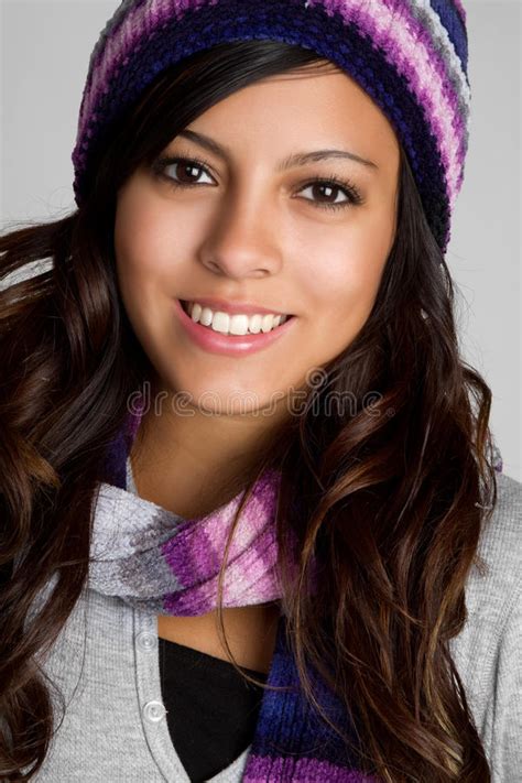 winter teen girl stock image image of latin happy cute