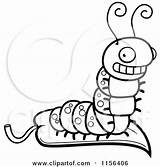 Caterpillar Clipart Cartoon Coloring Leaf Outlined Thoman Cory Vector Hungry sketch template