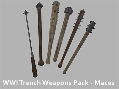 ww1 trench weapons pack maces 3d 武器 unity asset store