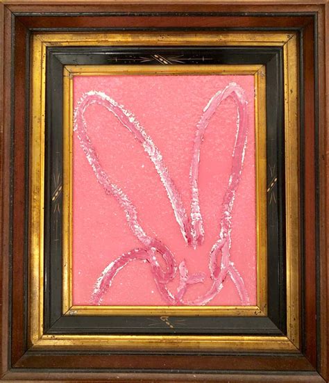hunt slonem bunny white on pink diamond dust antique frame