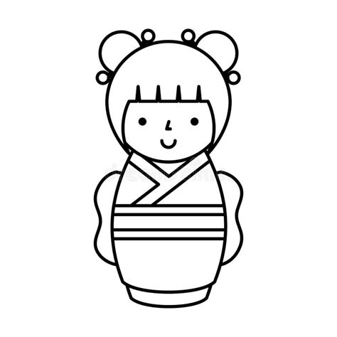 Cute Japanese Doll Icon Stock Vector Illustration Of Female 90849892