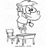 Desk School Cartoon Jumping Boy Over Coloring Vector His Drawing Pages Outlined Leishman High Ron Printable Color Getcolorings Getdrawings Royalty sketch template