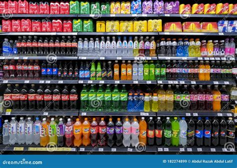 variety  energy drinks soda soft drinks editorial stock image