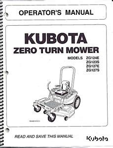 kubota zge zgs zge zgs  turn mower operator manual   ebay
