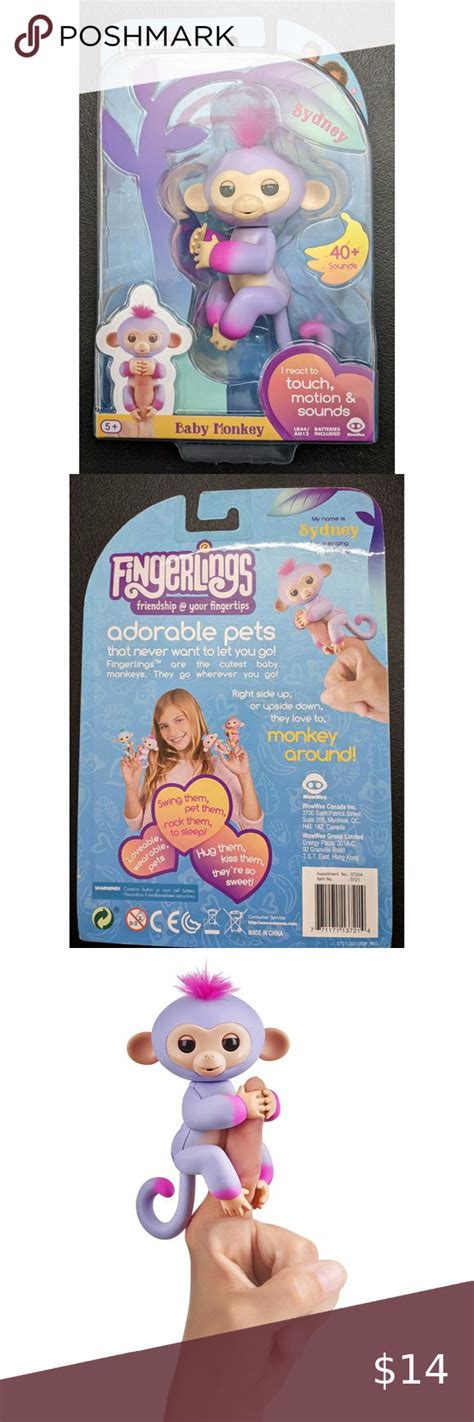 fingerlings tone monkey sydney interactive pet  wowwee pets interactive teddy bear