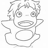 Ponyo Ghibli Colouring Totoro Colorear Tatuagem Miyazaki Brownie Personnages Personagens Falaise Esbozar Squidoo sketch template