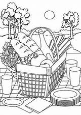 Coloring Picnic Pages Summer Basket Kids Food Printable Color Colouring Sheets Drawing Blanket Scene Parents Worksheet Adult Sketch Print Sheet sketch template