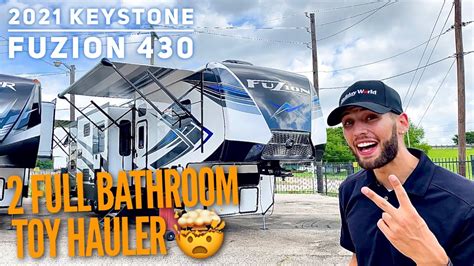 full bathroom toy hauler keystone fuzion  youtube