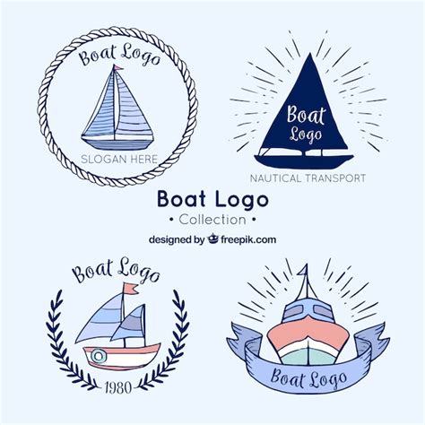 boat logo collection vector