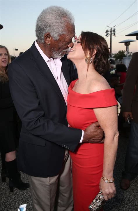 morgan freeman and marcia gay harden kissing at cbs party popsugar celebrity photo 4