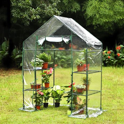 portable walk  plant greenhouse  pvc cover  tiers  shelves