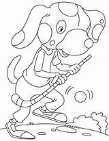 Playing Coloring Hockey Dog sketch template