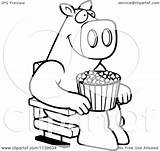 Movie Popcorn Coloring Theater Clipart Cartoon Pig Happy Thoman Cory Outlined Vector Template 2021 sketch template
