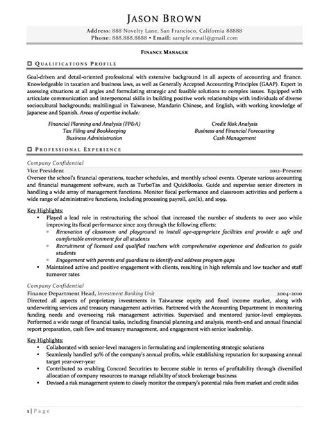 finance manager resume examples resume professional writers