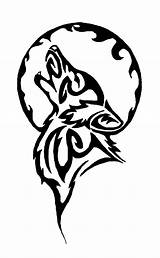 Wolf Tattoo Tribal Moon Howling Designs Aztec Drawings Celtic Visit sketch template