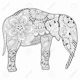 Elephant Henna Coloring Drawing Mandala Getdrawings Patterned sketch template