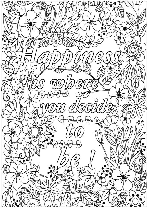 printable adult coloring pages quotes happiness