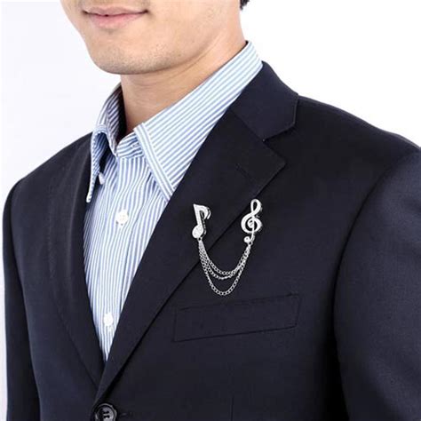 Silver Gold Chain Tassels Suit Brooch Lapel Pin Neck Collar Tip Mens