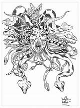 Coloring Medusa Pages Legends Myths Mythical Creatures Adults Valentin Mythological Adult Phoenix Color Fantasy Snakes Printable Getcolorings Skulls Getdrawings Interwoven sketch template