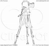 Camera Tripod Stand Outlined Cartoon Clipart Royalty Vector Dennis Cox Djart Illustration sketch template