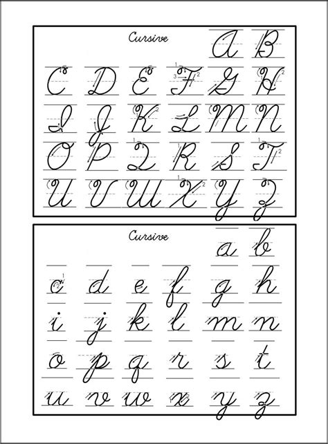 alphabet printable cursive writing practice sheets
