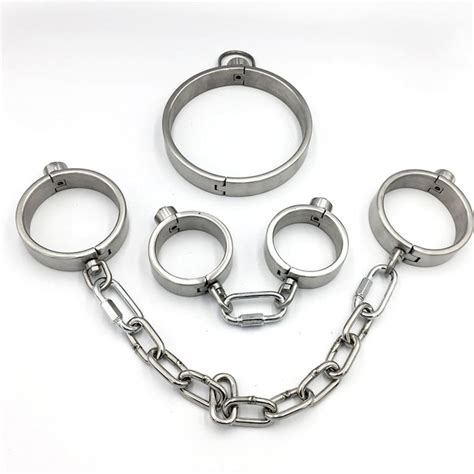 metal slave collar hand ankle cuffs shackles bondage restraints