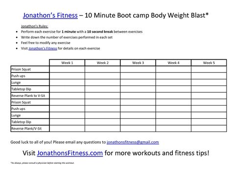 jonathons fitness site printable workout routine