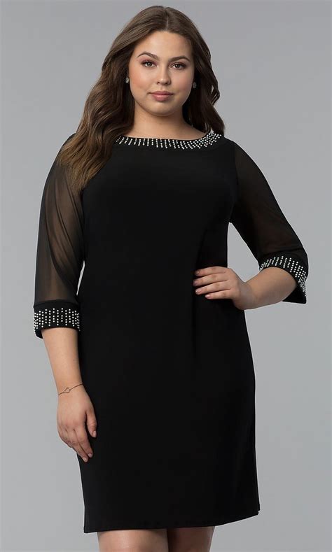 Short Plus Size 3 4 Sleeve Cocktail Party Dress Party Dresses With