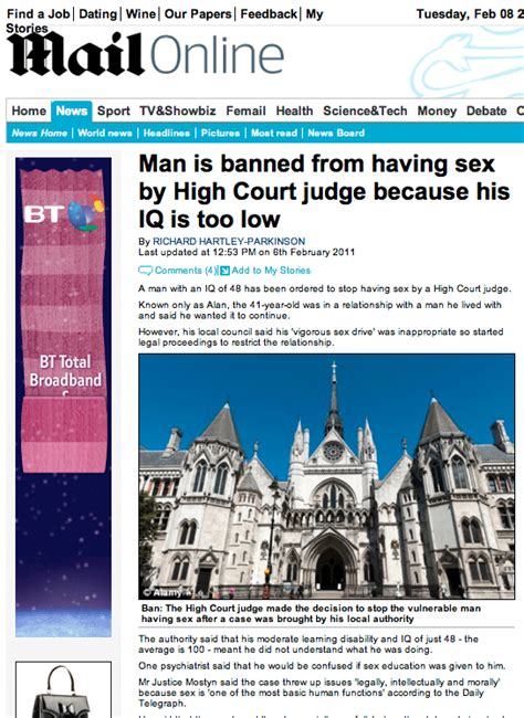 Daily Mail Back On Naughty Step Over Low Iq Sex Ban Case Uk Human