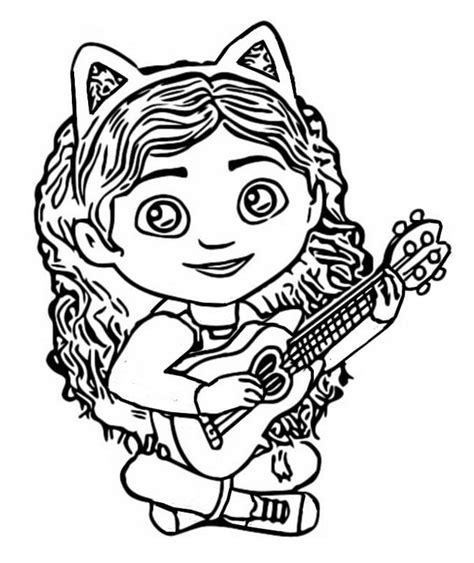 gabby playing guitar coloring page  printable coloring pages  kids