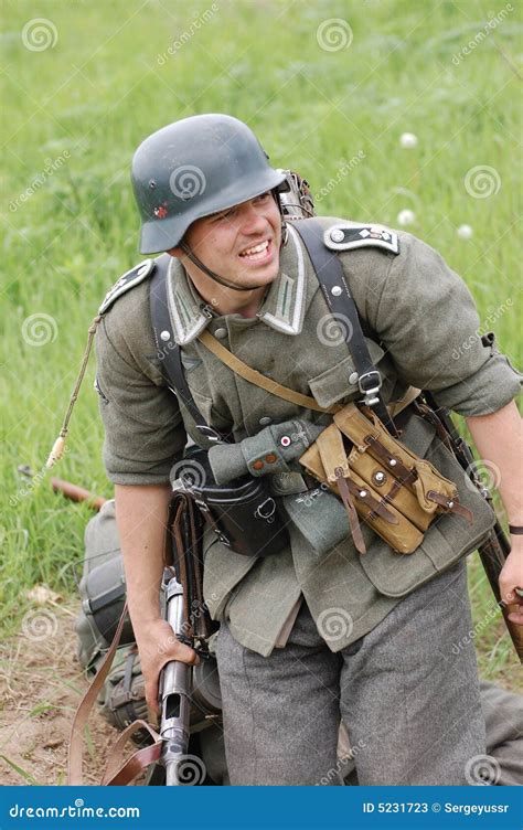 german soldier stock image image  macine reenacting